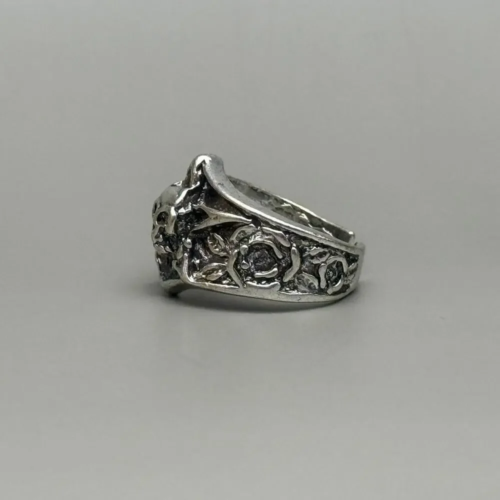 y2k vintage silver skull gothic ring